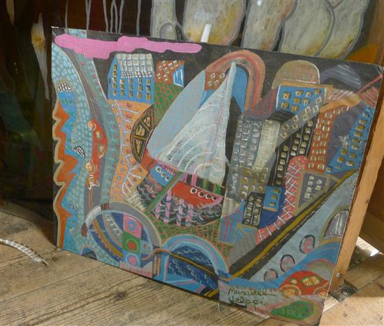Painting by Maxwell Hepple, 1991 and panel(-)